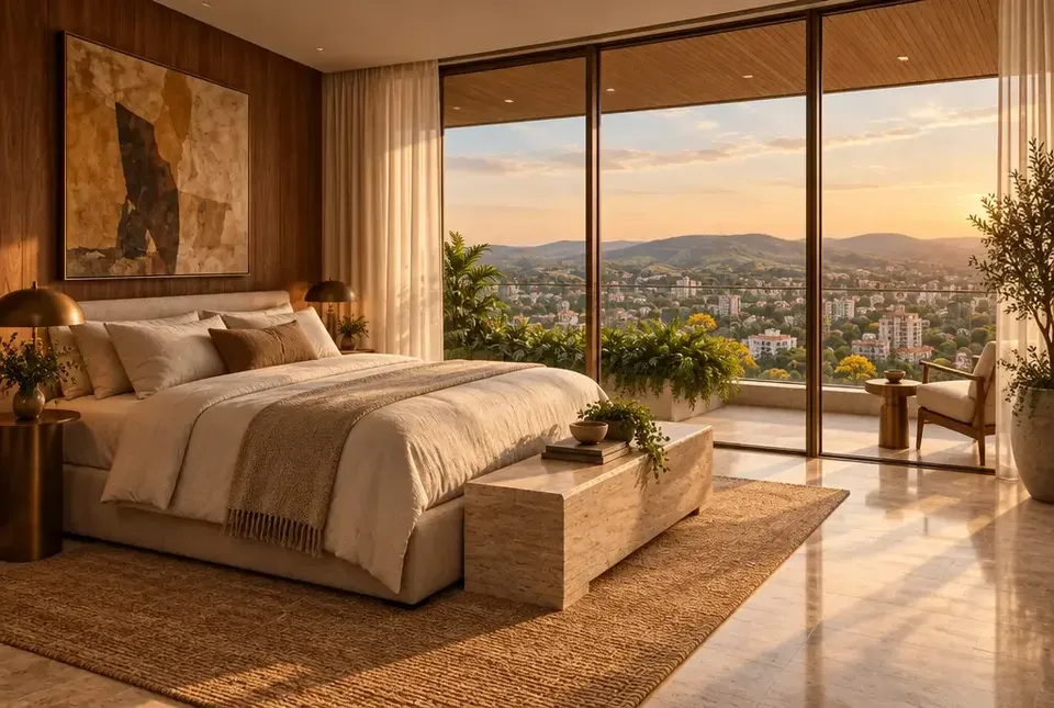 Suíte do apartamento com escritório